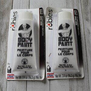 2 Packages - White Body Paint Halloween Stage Make-Up by Rubie's 3.4 oz each NEW